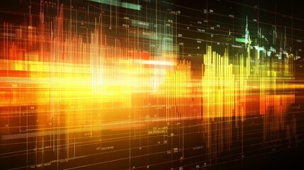 Abstract Background, Glowing Lines With Data, Digital Information Visualization, Technology Concept.