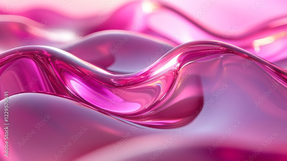 Poster abstract 3d background vibrant magenta tones and wavy glass shapes creating a modern dynamic design 