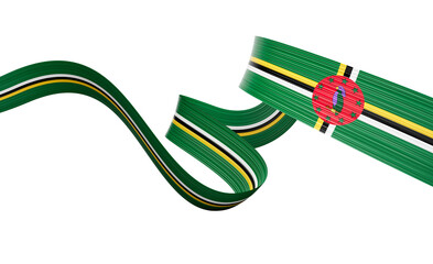 3d Flag Of Dominica 3d Wavy Shiny Dominica Ribbon Flag Isolated On White Background 3d Illustration