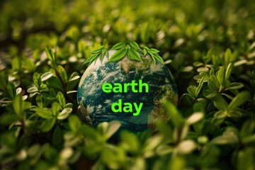 Green earth with a leaf on top of it