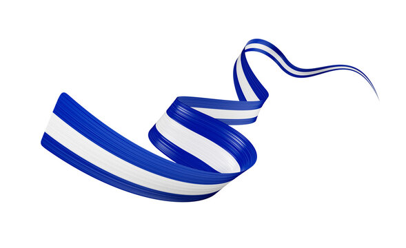 A dynamic ribbon design in blue and white colors El Salvador Flag, 3d Illustration