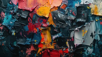 Fototapeta premium There is a painting with multiple colors of paint on it