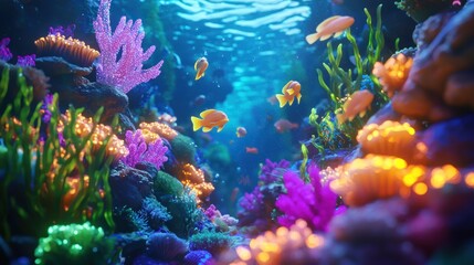 Vibrant Underwater Coral Reef Paradise: A Digital Masterpiece
