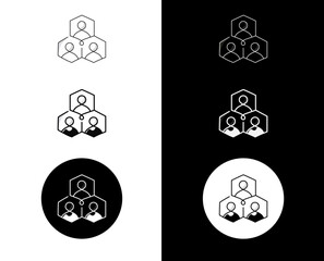 Team Structure Icon – Monoline Custom Hand-Drawn Style with Editable Stroke. Organizational Hierarchy and Collaboration Illustration.