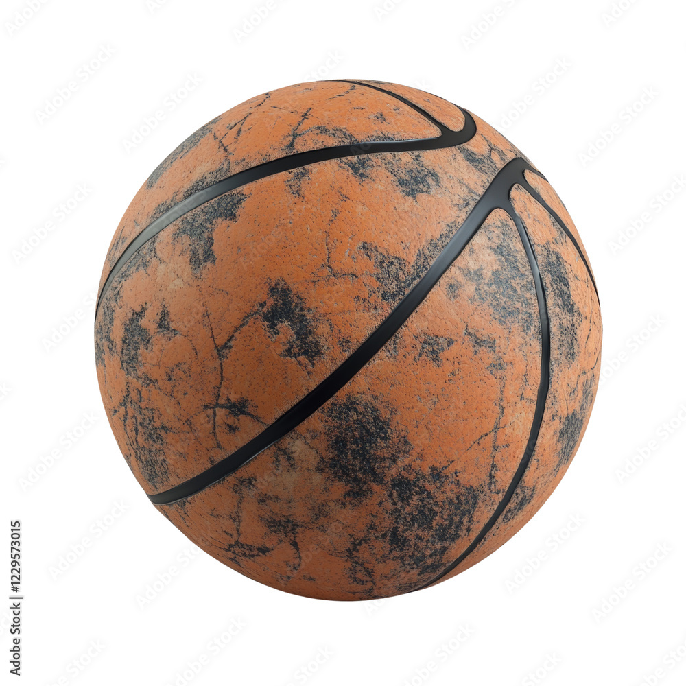 Leinwandbilder a close-up image shows an old orange basketball with a heavily worn and textured surface, displaying