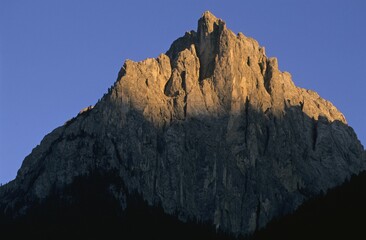 Summit of Punta Valacia at sunset near Pozza di Fassa, Dolomites, Italy, Europe