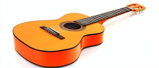 Obraz premium A beautiful acoustic guitar is sitting on a pristine white surface