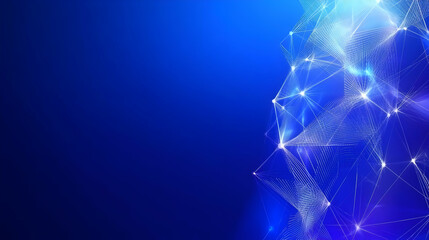 Abstract Blue Background Shows Interconnected Lines and Glowing Nodes with Digital Art Style.