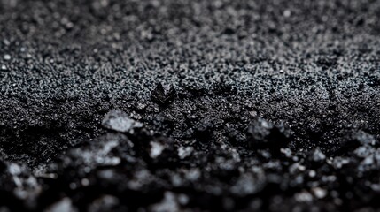 Black soil texture closeup in monochrome. Suitable for agriculture, natural patterns, and environmental concepts.