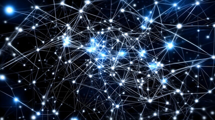 Abstract Background Shows Interconnected Nodes and Lines, Forming a Network Visually.