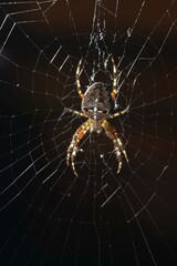 European Garden Spider, Diadem Spider or Cross Orbweaver (Araneus diadematus) in a web, Stuttgart,...