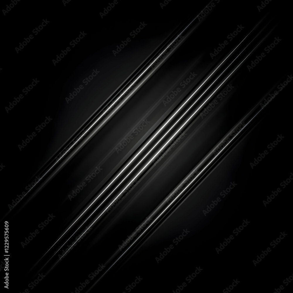 Poster abstract black background with diagonal silver lines creates a dynamic visual