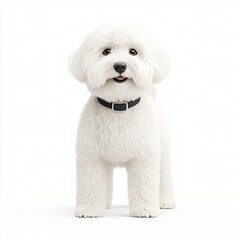 Adorable Fluffy White Dog Bichon Frise Breed Studio Shot Pet Portrait