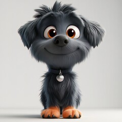 Fototapeta premium Adorable 3D Render of a Cute Cartoon Puppy Dog Fluffy Fur Sitting Posing