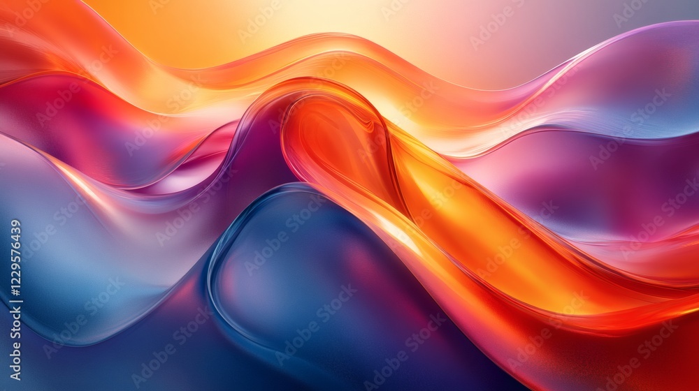 Poster abstract art design a complex 3d background of smooth shapes and rich color gradients creating a mod