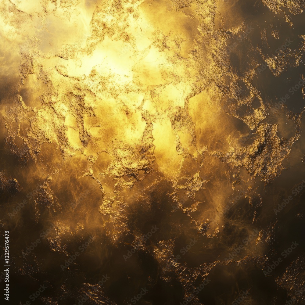 Poster abstract image featuring a golden metallic texture with dynamic light patterns, ideal for background