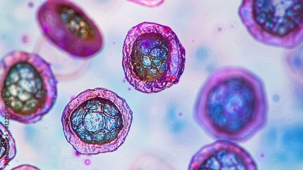 Aufkleber colorful microscopic view of cells displaying intricate structures and vibrant hues