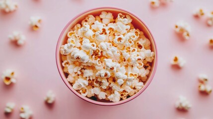 Delicious popcorn snack home movie night food cozy setting top view enjoyment