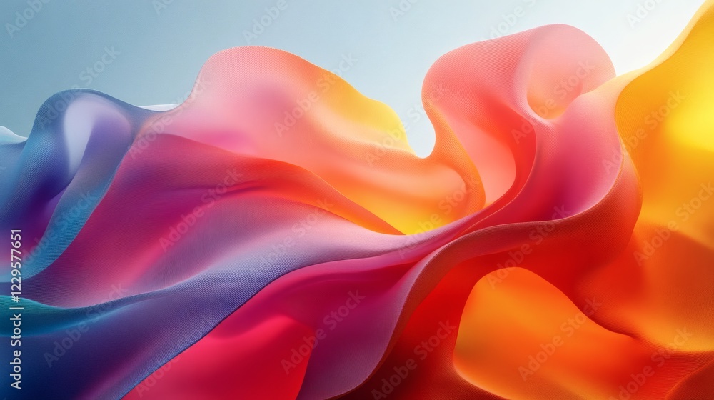 Poster abstract art design complex 3d shapes and a vivid color palette featuring dynamic patterns and a mod