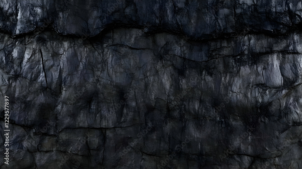 Poster dark rock face texture displays rugged layers and deep cracks in a dramatic and moody presentation
