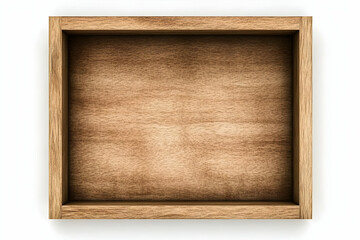 Empty Wooden Box Presents a Rustic Display Surface on a White Background