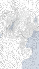 Topographic Map Shows Elevation Contours and Terrain, Gridded for Accurate Measurement
