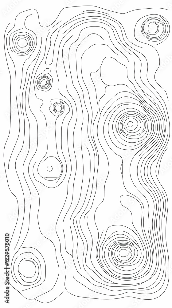 Poster Abstract Topographic Map Contour Lines Creates a Mesmerizing Visual Depth and Complexity.