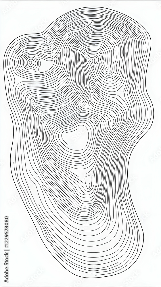 Poster abstract topographic contour lines form an irregular shape with concentric patterns.