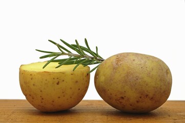 Potatoes with rosemary twig
