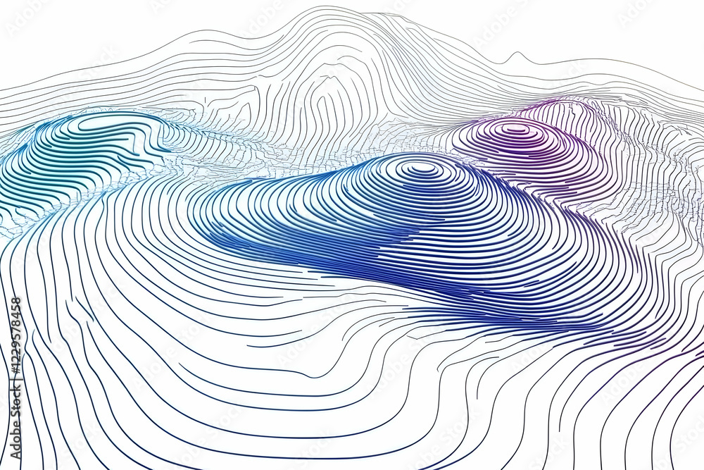 Aufkleber 3d abstract topographic landscape with colorful contour lines creates visual depth and texture.