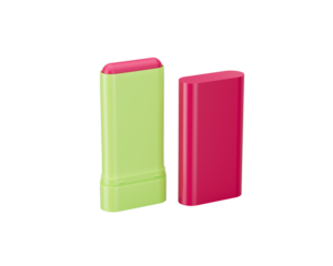 Glow Tinted Pink Blush Stick In Lime Green Casing With Glossy Pink Cap For Cheeks 3D Illustration