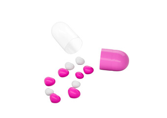 An Open Pink And Glossy Capsule With Minimal Heart Shaped Pills Spilling Out 3D Illustration