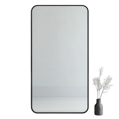 Reflective Black Mirror Design on transparent background.