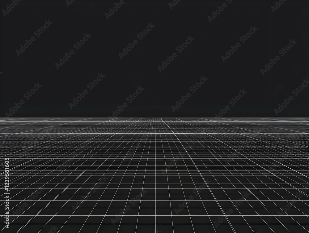 Aufkleber abstract 3d grid background creates depth and perspective in dark tones