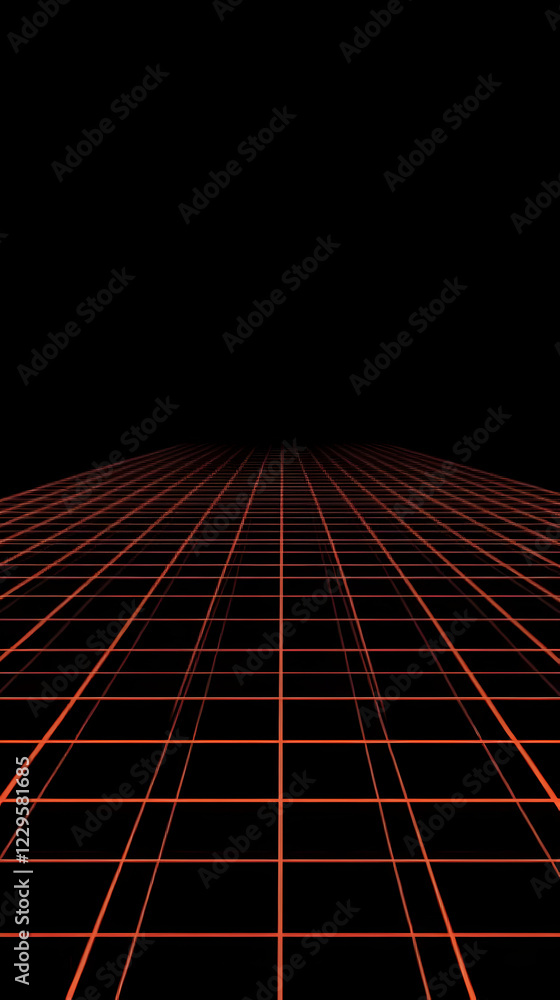 Poster abstract 3d grid creates illusion of endless perspective on dark background.