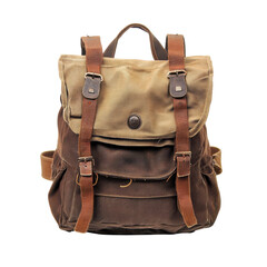 Brown Leather Backpack Mockup on transparent background.