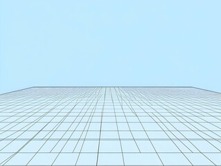 Abstract Blue Grid Background Extends into the Distance with Perspective Lines