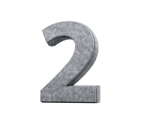 Concrete Number Two 2 Digit Made Of Grey Concrete Stone 3d Illustration