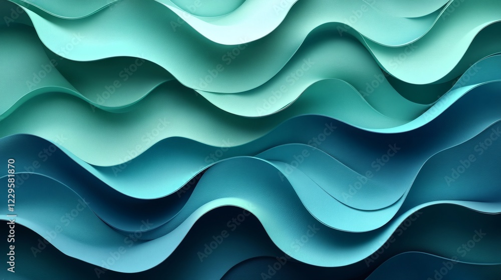 Poster abstract background featuring gradient of mint green and dark navy blue waves with a grainy noise te