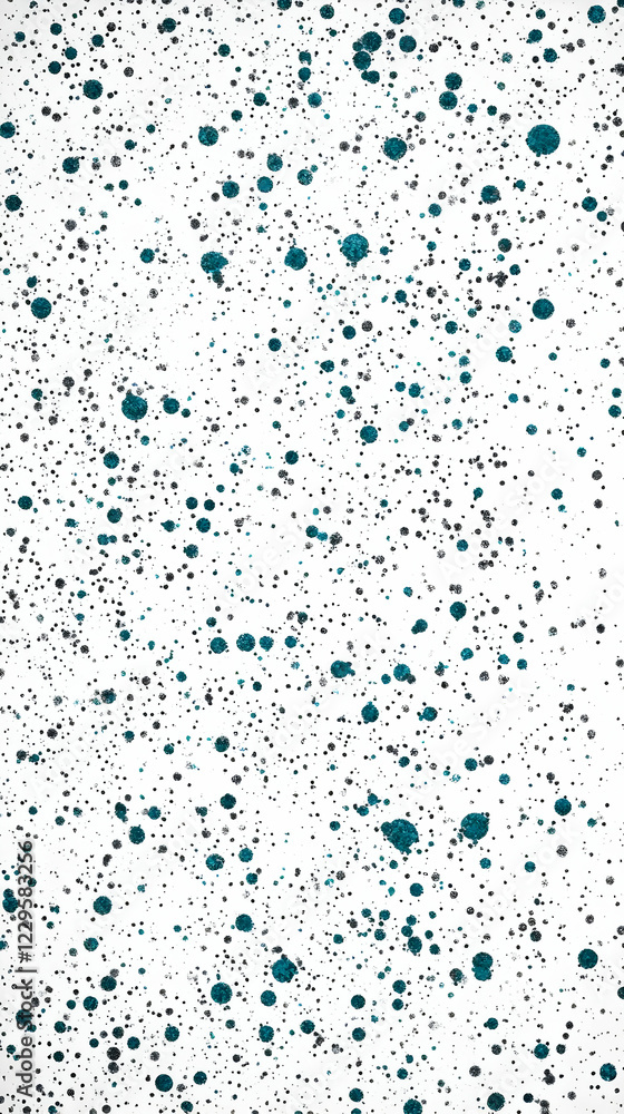 Poster abstract background with teal and gray splatter paint effect on white canvas.