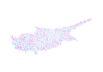 Illuminated Cyprus Digital Data Map Pink And Blue Neon Glowing Particles 3D Illustration