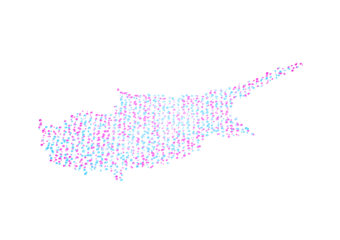 Illuminated Cyprus Digital Data Map Pink And Blue Neon Glowing Particles 3D Illustration