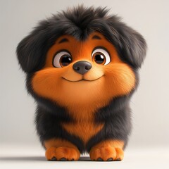 Obraz premium Adorable Cartoon Puppy Cute 3D Rendered Dog Fluffy Fur Happy Expression