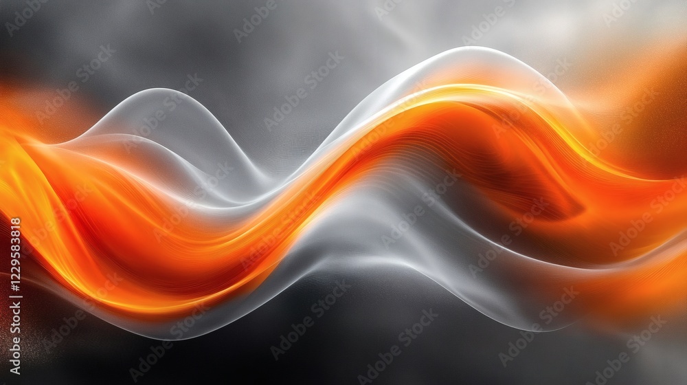 Poster abstract background deep orange and cool gray with smooth flowing waves and a grainy noise texture p