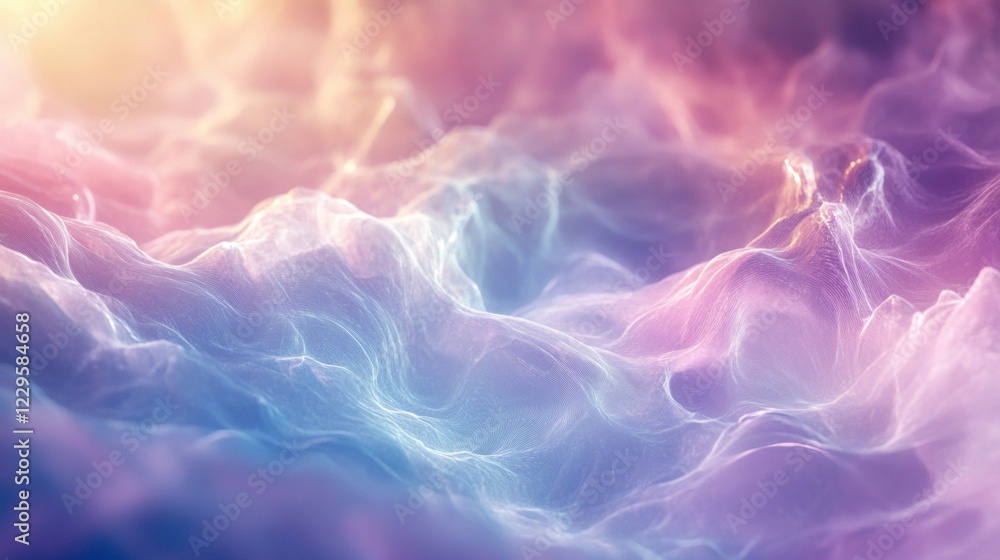 Poster beautiful abstract background featuring soft waves in pastel colors, creating an ethereal and dreamy