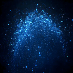 Abstract Blue Particles Form a Glowing Arc on a Dark Background