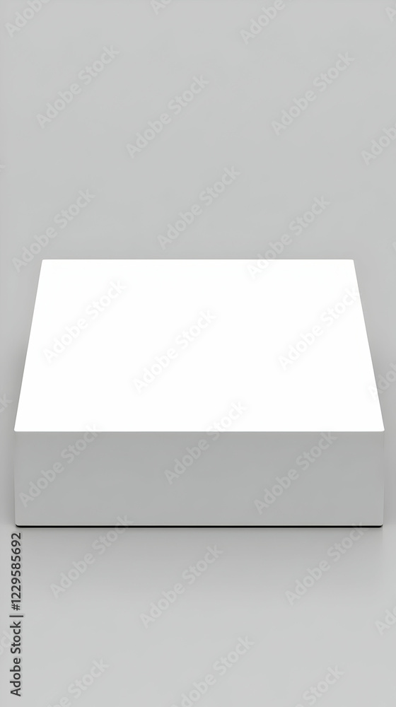 Poster 3D Rendering of Blank White Rectangular Platform on Gray Background for Product Display