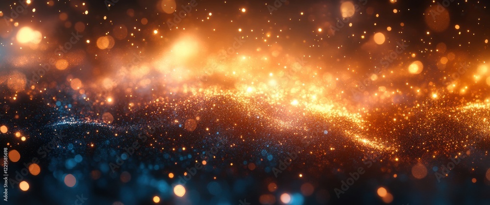 Poster a stunning abstract background of sparkling particles and glowing light creating a magical cosmic at