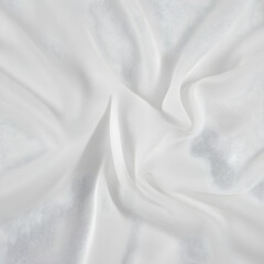 White Sheer Fabric Drapes Elegantly with Subtle Textured Lines and Soft Folds