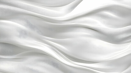 White Silk Fabric Flows and Creates Elegant Waves Smoothly on a Blank Background